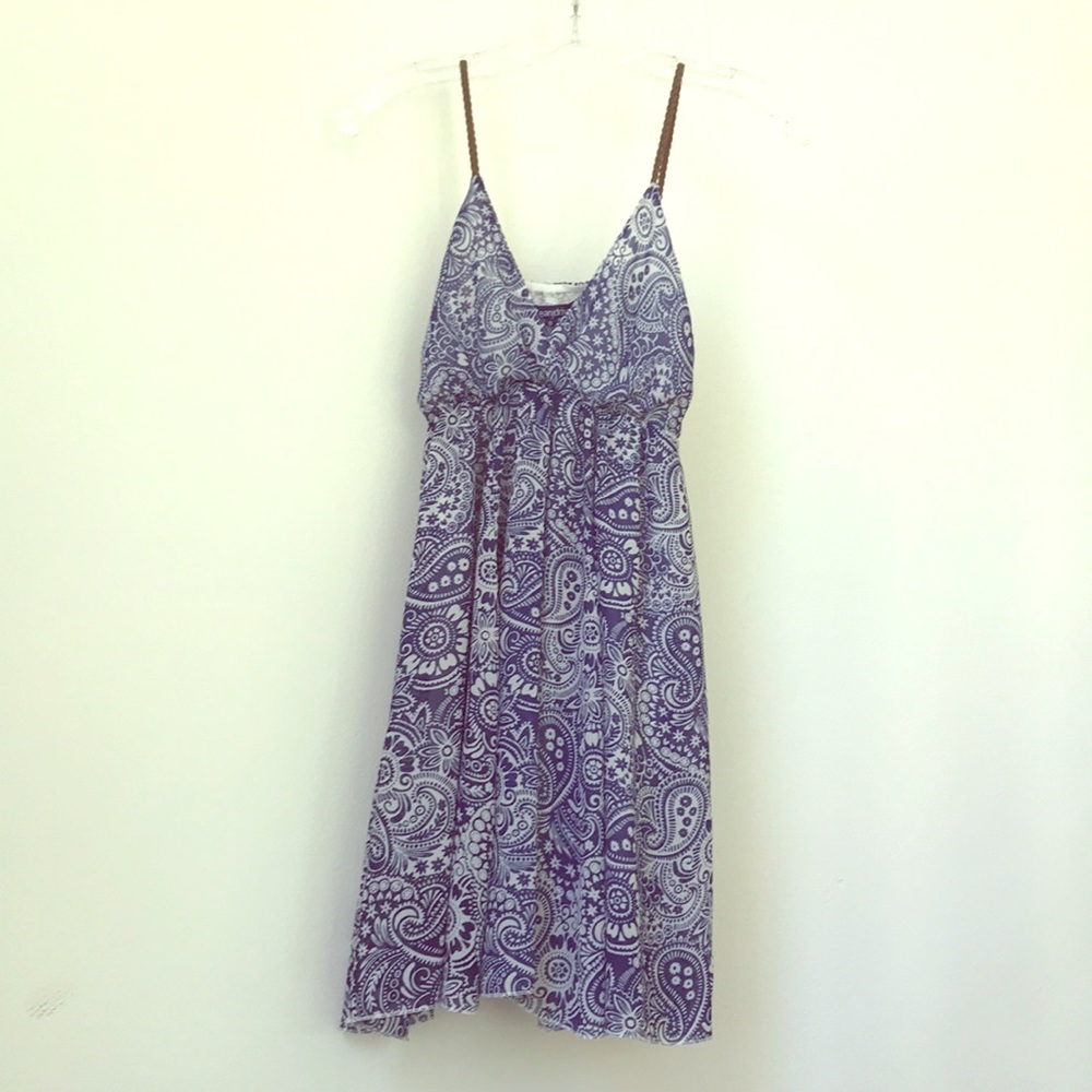 Sheer Navt/white Paisley Print Dress